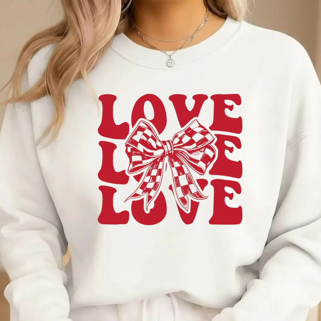 Love Love Love Sweatshirt & Tee – Valentine’s Day Bow Heart Design