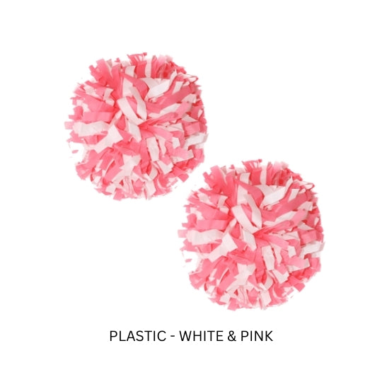 Pink & White Plastic Pom Poms