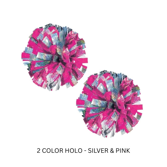 Pink & Silver Holographic Pom Poms