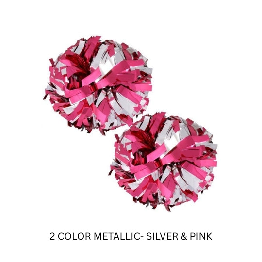 Pink & Silver Metallic Pom Poms