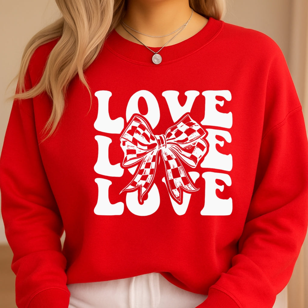 Love Love Love Sweatshirt & Tee – Valentine’s Day Bow Heart Design