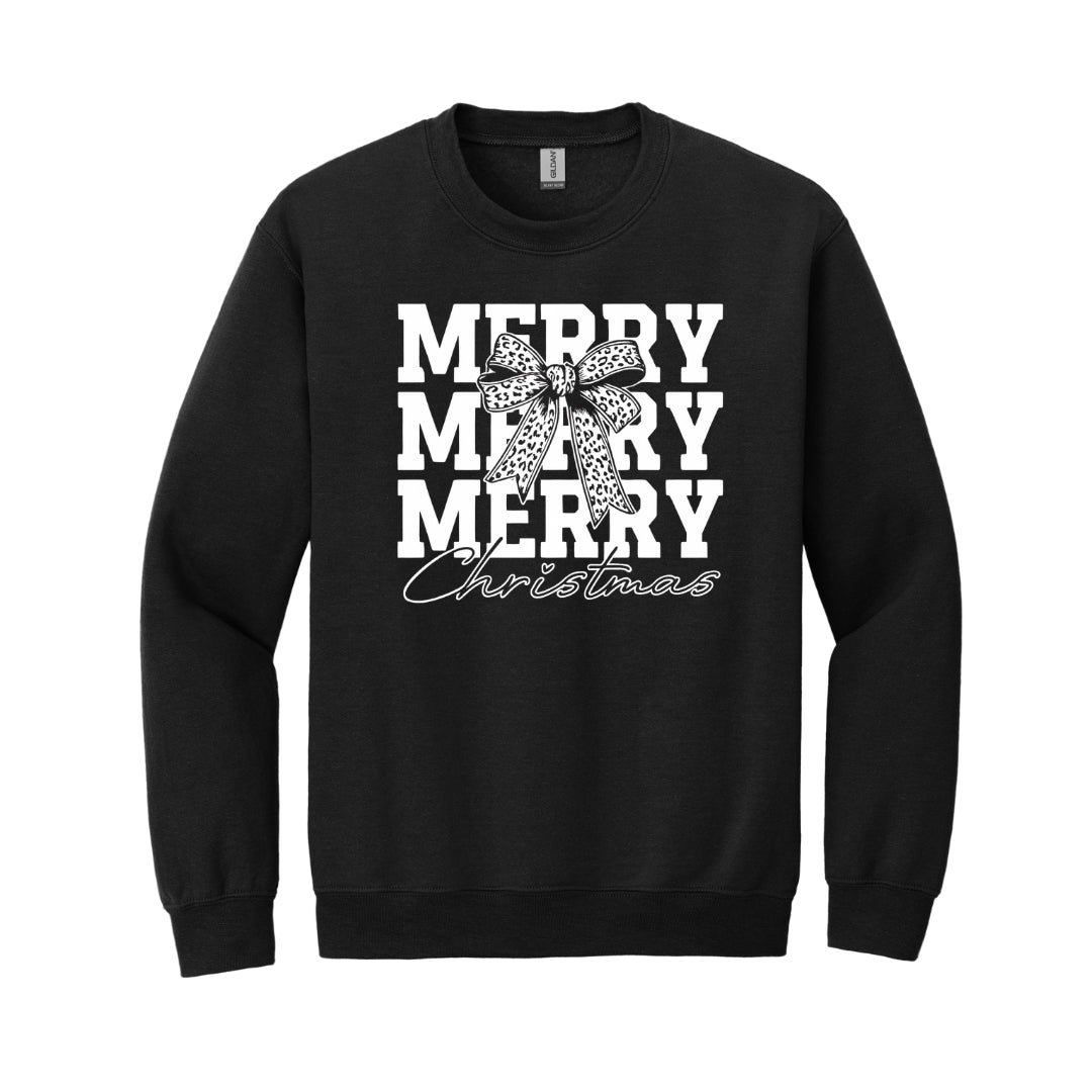 Holiday Crewneck Sweatshirt- Merry Merry Merry Christmas Graphic