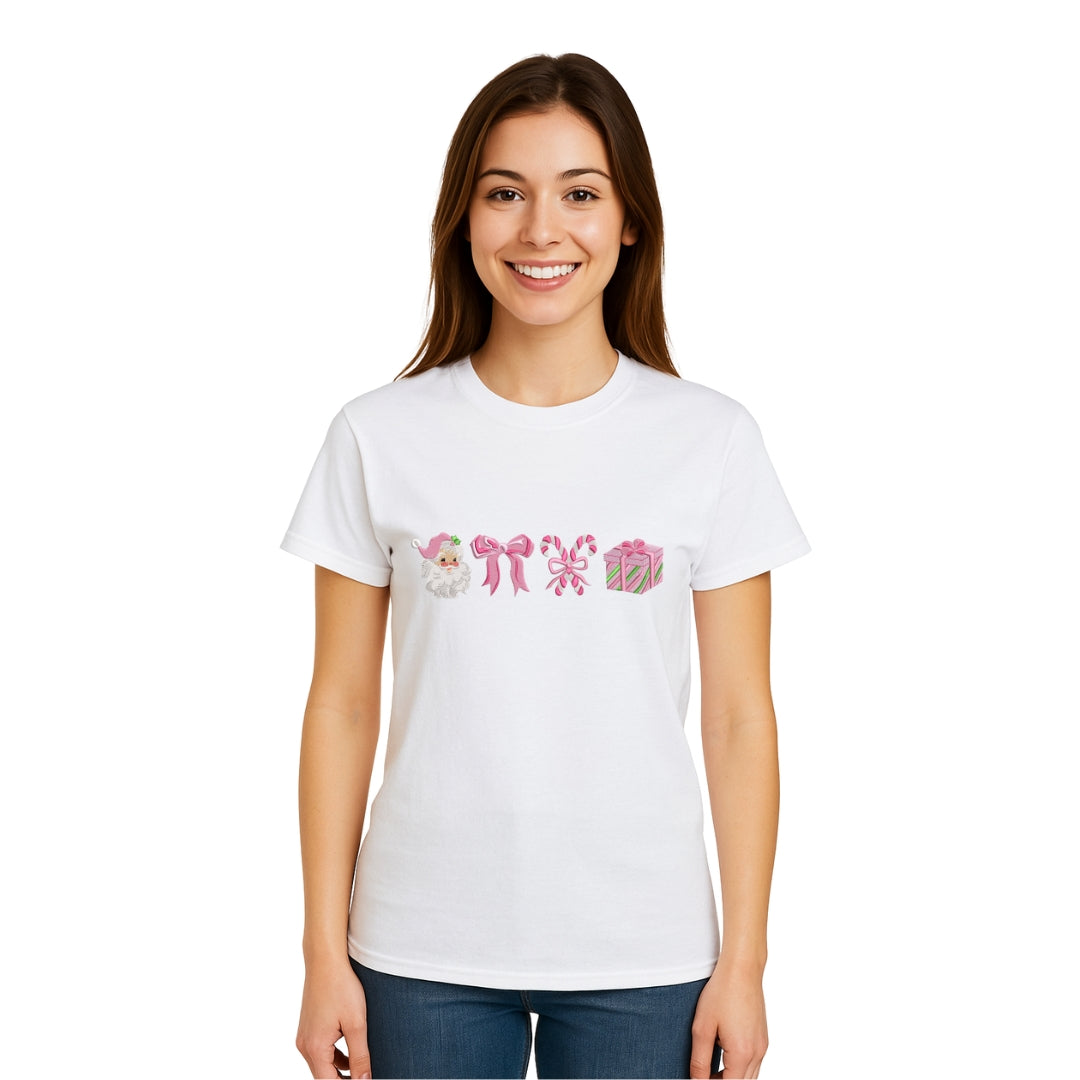 Holiday Shirt -Pink Christmas Icons Graphic