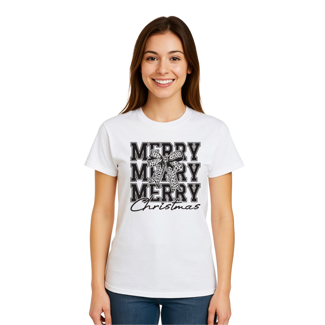 Holiday Shirt - Merry Merry Merry Christmas Graphic