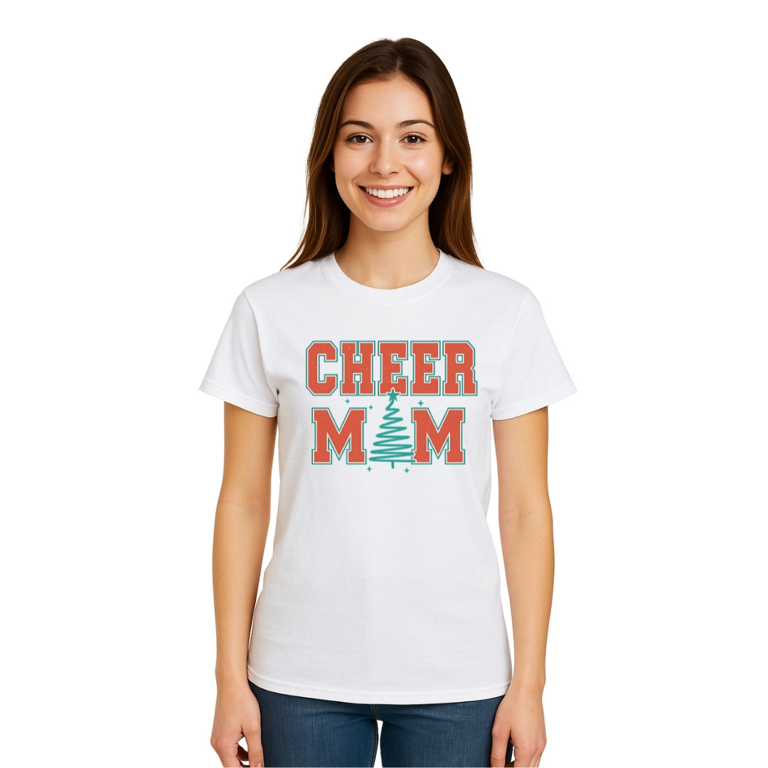 Holiday Shirt - Festive “Cheer Mom” Christmas Apparel – Perfect Holiday Spirit Wear for Cheer Moms