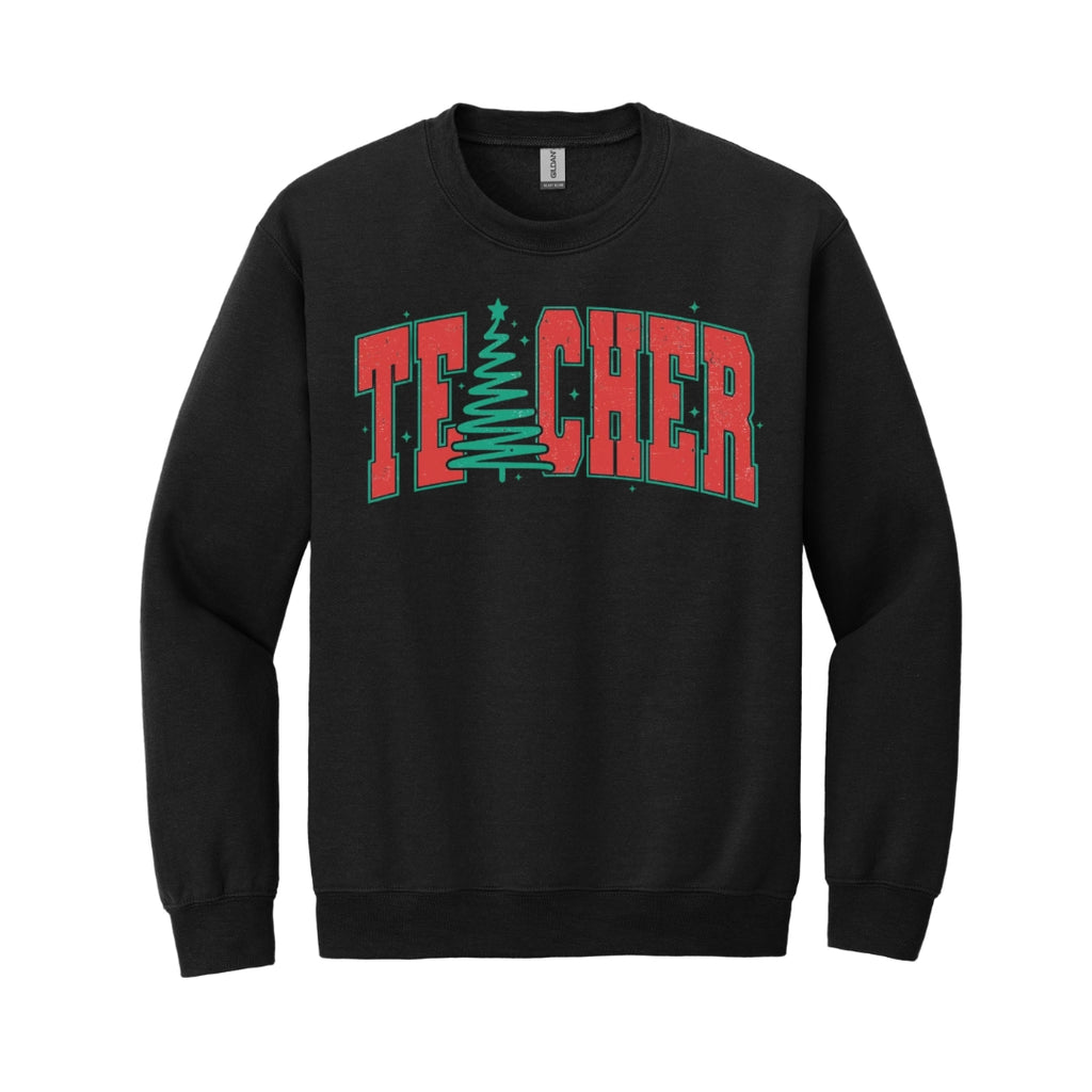 Holiday Crewneck Sweatshirt-Festive “Teacher” Christmas Apparel – Perfect Holiday Gift for Educators