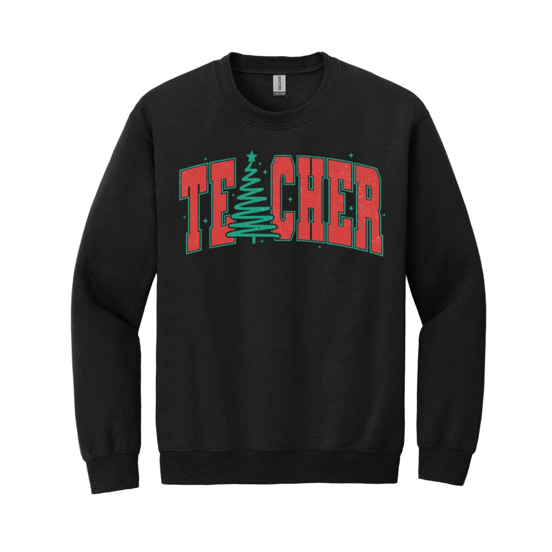 Holiday Crewneck Sweatshirt-Festive “Teacher” Christmas Apparel – Perfect Holiday Gift for Educators
