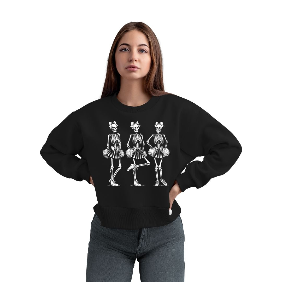 Skeleton Cheerleader Crew Neck Sweatshirt