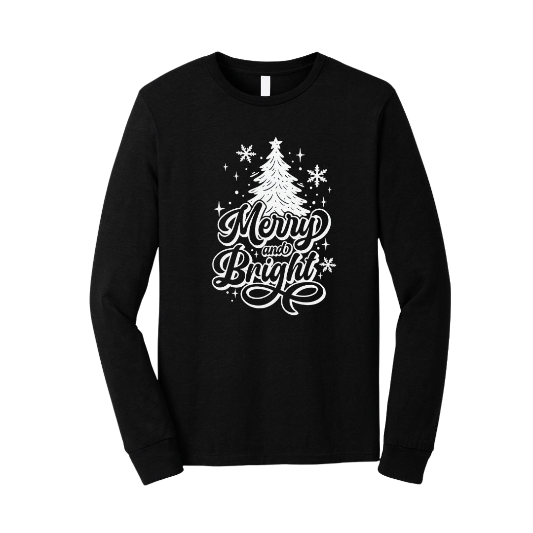 Holiday Long Sleeves- - Merry and Bright” Christmas Tree Design