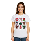 Merry & Furry Tees:Festive Paw Prints and Christmas Trees