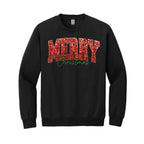 Holiday Crewneck Sweatshirt-“Merry Christmas” Glitter Varsity Design