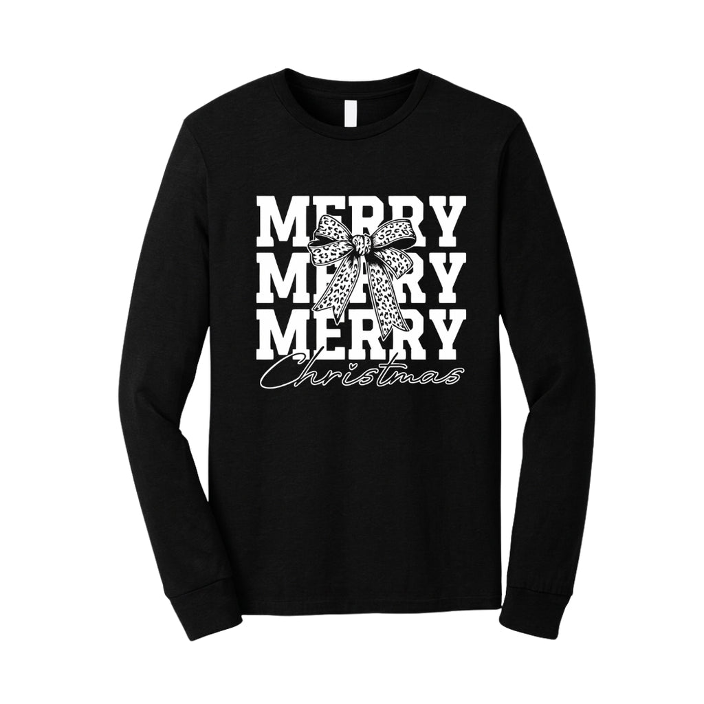 Holiday Long Sleeves-Merry Merry Merry Christmas Graphic