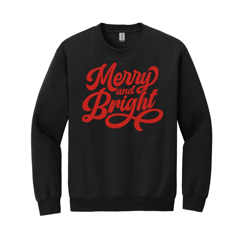 Holiday Crewneck Sweatshirt- Merry and Bright Holiday Graphic