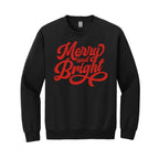 Holiday Crewneck Sweatshirt- Merry and Bright Holiday Graphic
