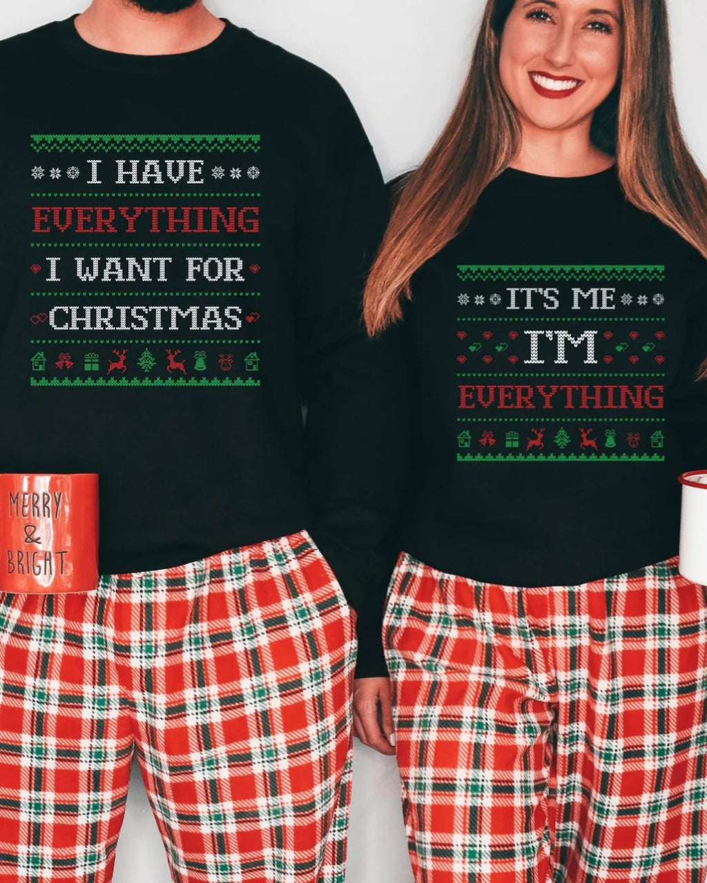 Holiday Crewneck Sweatshirt – “Everything I Want Holiday Matching Apparel – Festive Couples Outfit Set”