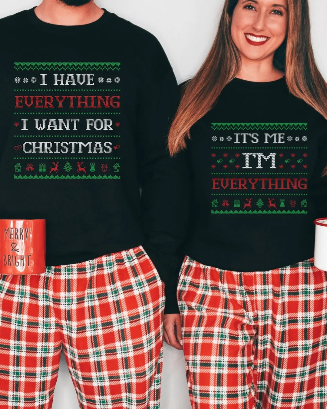 Holiday Crewneck Sweatshirt – “Everything I Want Holiday Matching Apparel – Festive Couples Outfit Set”