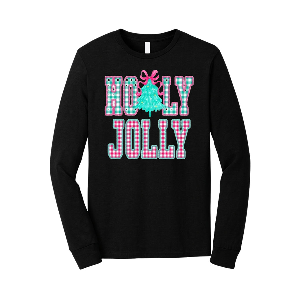 Holiday Long Sleeves-Holly Jolly Gingham Christmas
