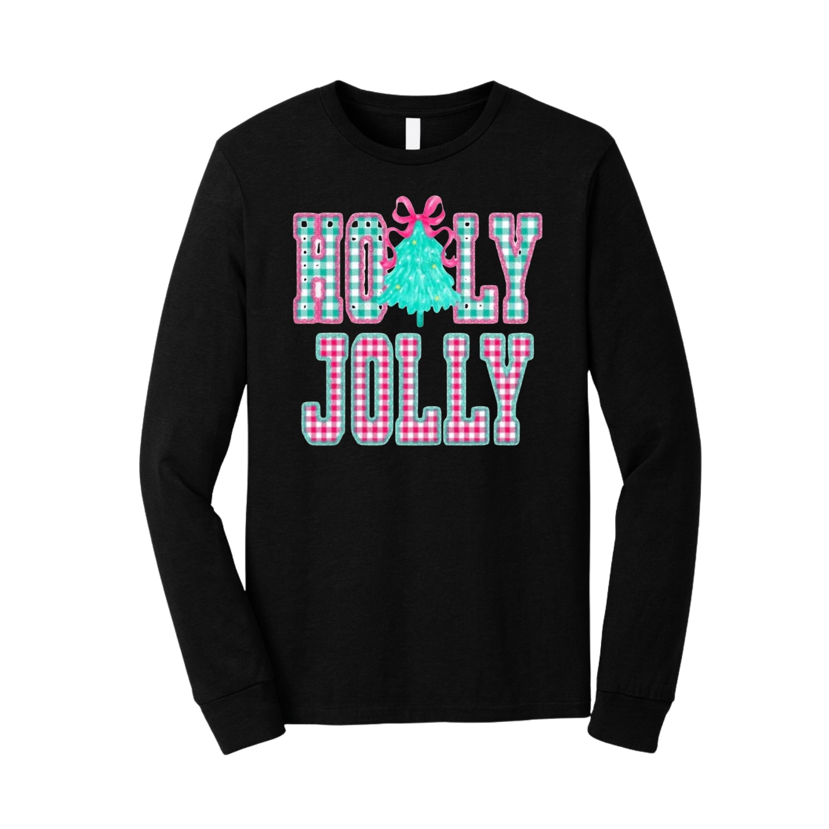 Holiday Long Sleeves-Holly Jolly Gingham Christmas
