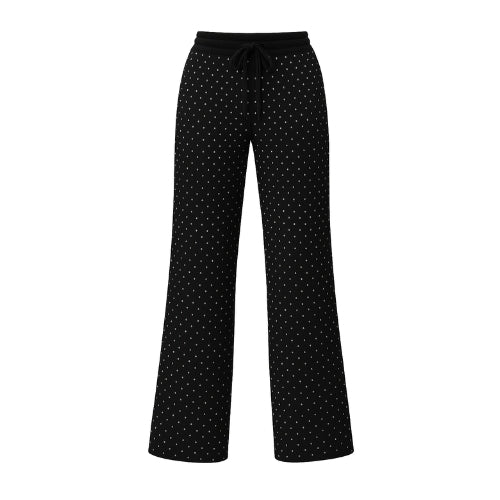 Rhinestone Field Sweatpants-Wide Leg