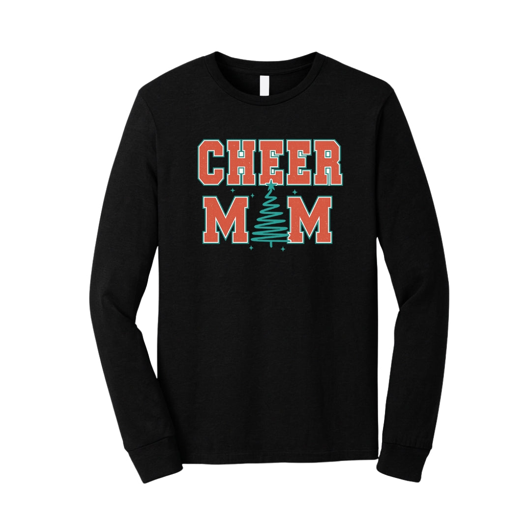 Holiday Long Sleeves- Festive “Cheer Mom” Christmas Apparel – Perfect Holiday Spirit Wear for Cheer Moms