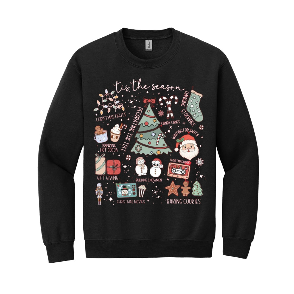 Holiday Crewneck Sweatshirt- Tis the Season’ Christmas Icons