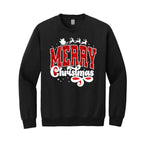 Holiday Crewneck Sweatshirt- Merry Christmas Buffalo Plaid Graphic