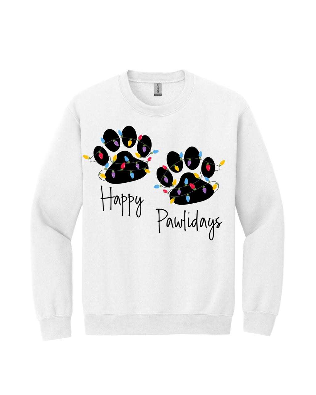 “Happy Pawlidays Festive Paw Print Lights Design”