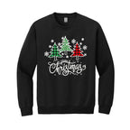 Holiday Crewneck Sweatshirt-Merry Christmas 3 Graphic Trees