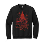 Holiday Crewneck Sweatshirt-“Merry and Bright” Christmas Tree Design