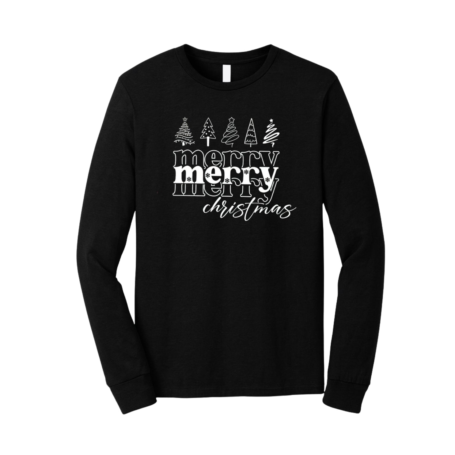 Minimalist Holiday Long Sleeves-Merry Merry Christmas Graphic Tee