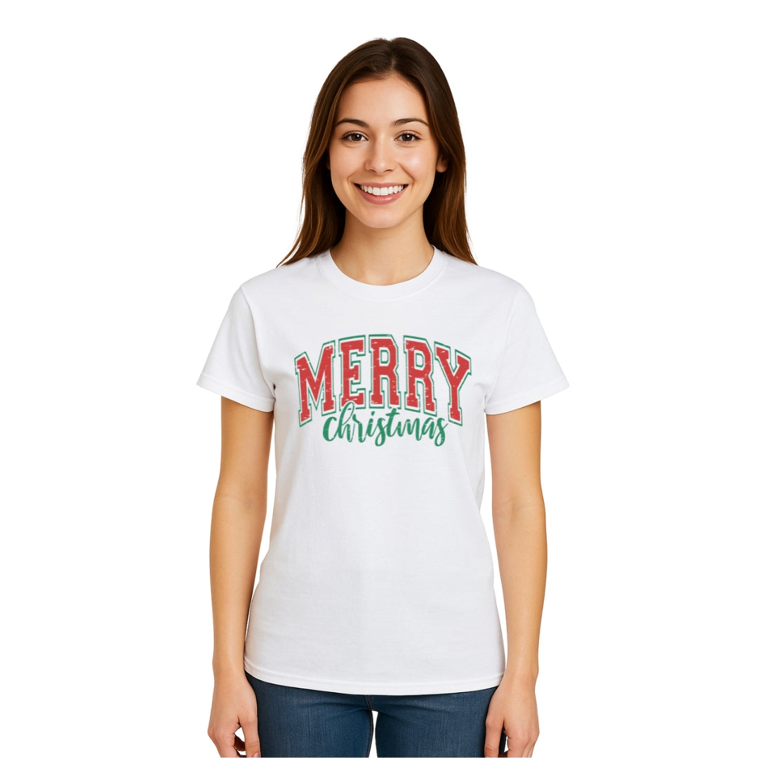 Minimalist Holiday Shirt - “Merry Christmas” Bold Letter Design