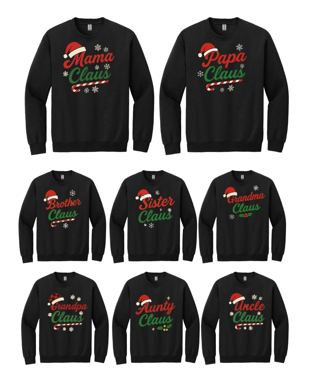 Holiday Crewneck Sweatshirt- Family Claus Christmas Apparel Collection – Matching Holiday Outfits for the Whole Family