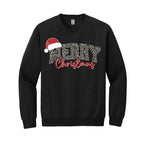 Holiday Crewneck Sweatshirt- “Merry Christmas” Leopard Santa Design