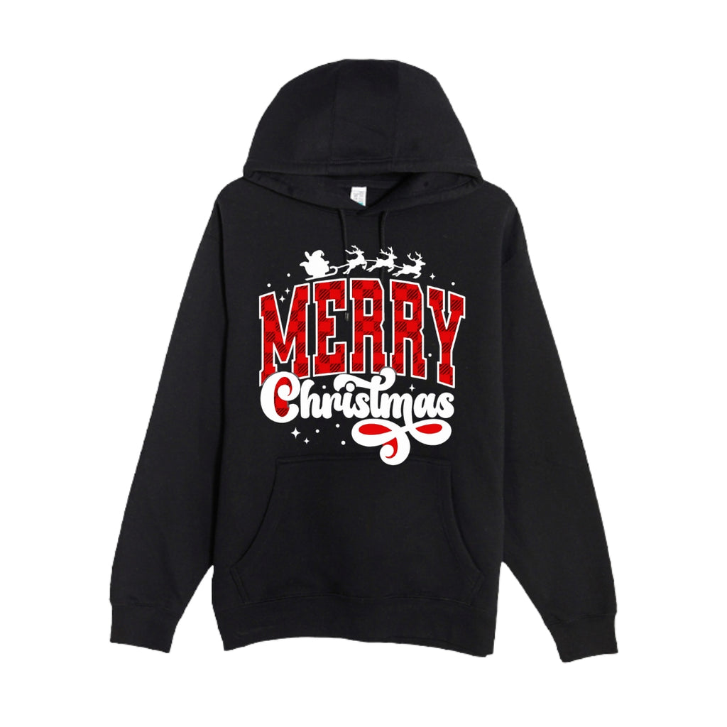 HOLIDAY HOODIE- Merry Christmas Buffalo Plaid Graphic