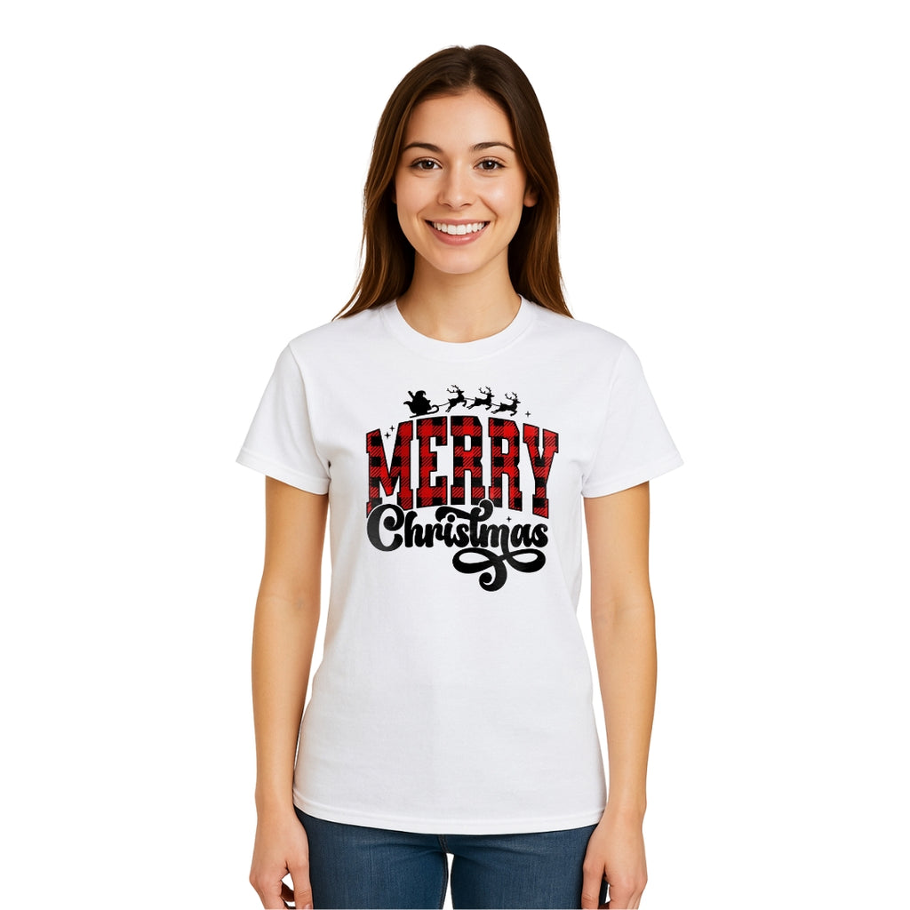 Holiday Shirt - Merry Christmas Buffalo Plaid Graphic