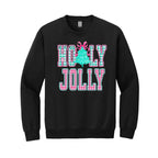 Holiday Crewneck Sweatshirt-Holly Jolly Gingham Christmas