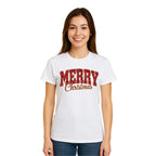 Minimalist Holiday Shirt - “Merry Christmas” Glitter Varsity Design