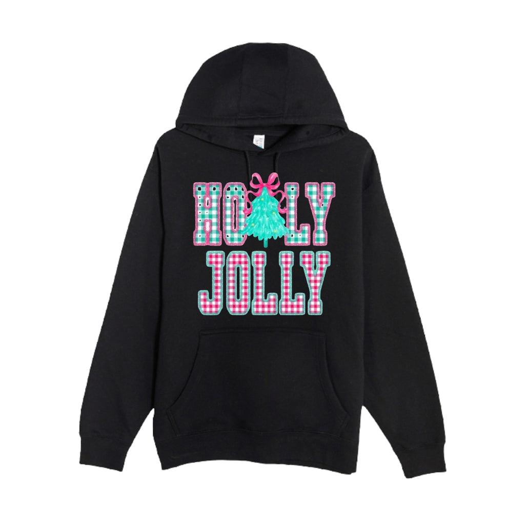 HOLIDAY HOODIE-Holly Jolly Gingham Christmas
