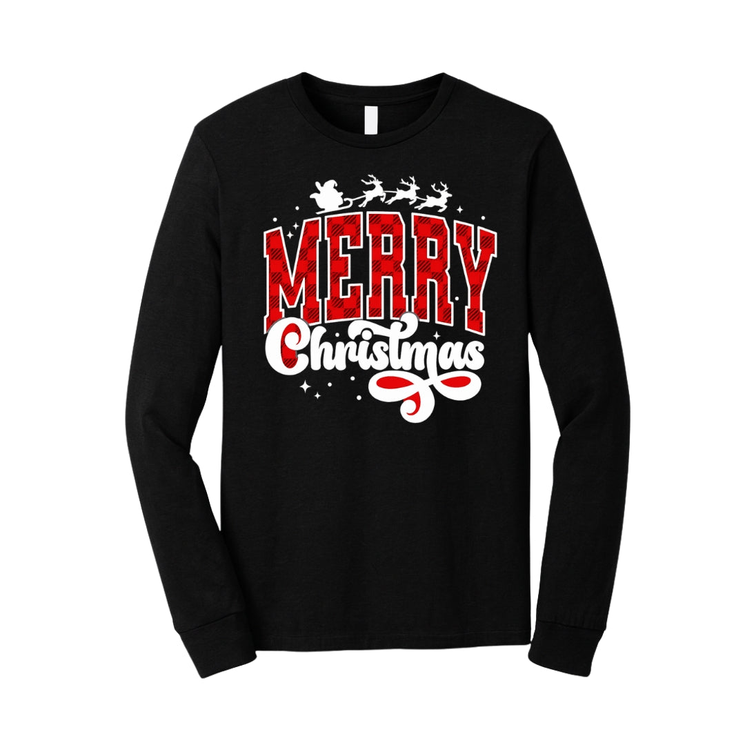Holiday Long Sleeves- Merry Christmas Buffalo Plaid Graphic