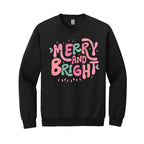 Holiday Crewneck Sweatshirt-  Merry and Bright Pastel Christmas Graphic