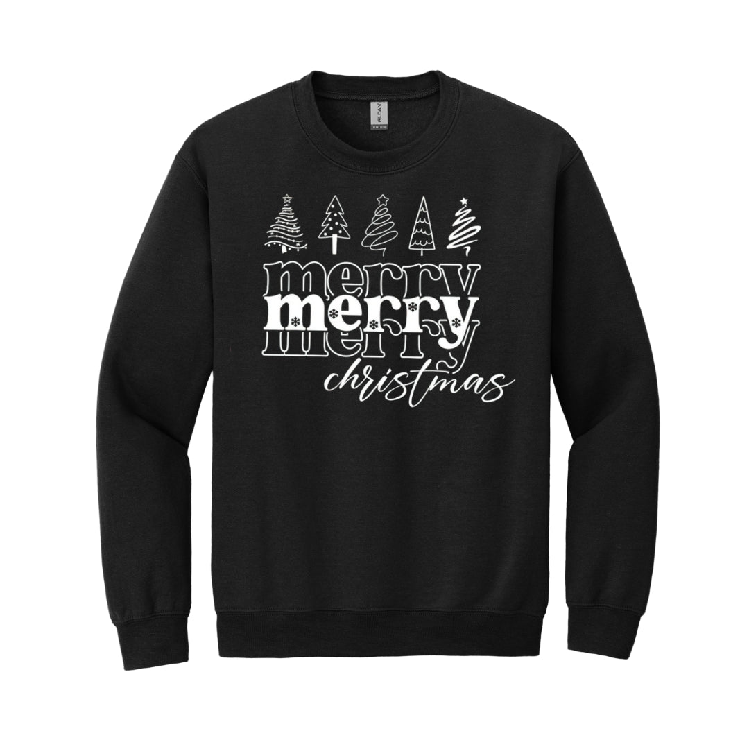 Holiday Crewneck Sweatshirt- Merry Merry Christmas Graphic Tee