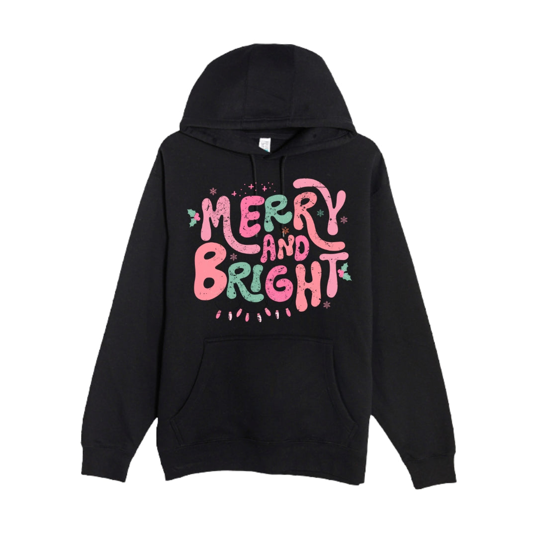HOLIDAY HOODIE- Merry and Bright Pastel Christmas Graphic