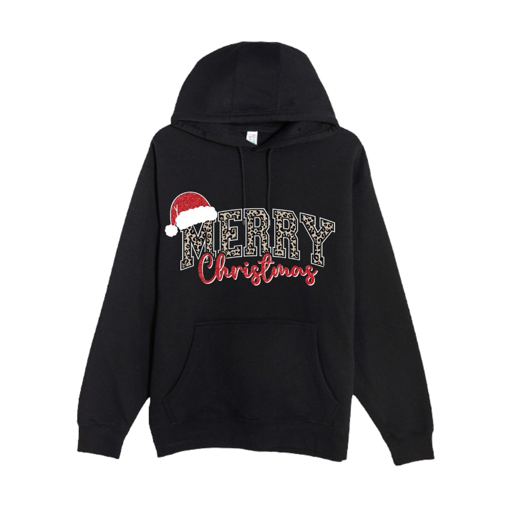 HOLIDAY HOODIE-“Merry Christmas” Leopard Santa Design