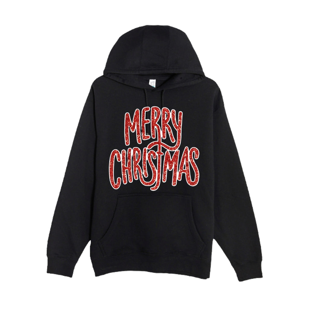 HOLIDAY HOODIE-“Merry Christmas” Glitter Script Design