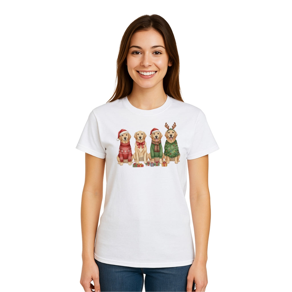 Merry & Furry Tees:Golden Retriever Christmas Dogs Design – Festive Holiday Dog Lover Gift