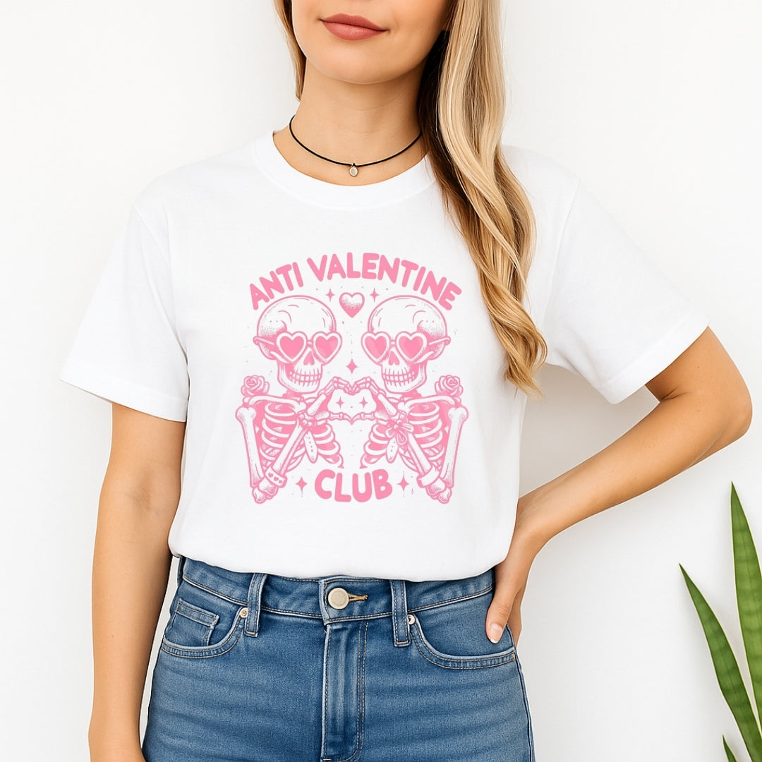 Anti Valentine Club Sweatshirt & Tee – Skeleton Heart Valentine Design