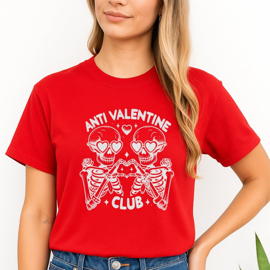 Anti Valentine Club Sweatshirt & Tee – Skeleton Heart Valentine Design