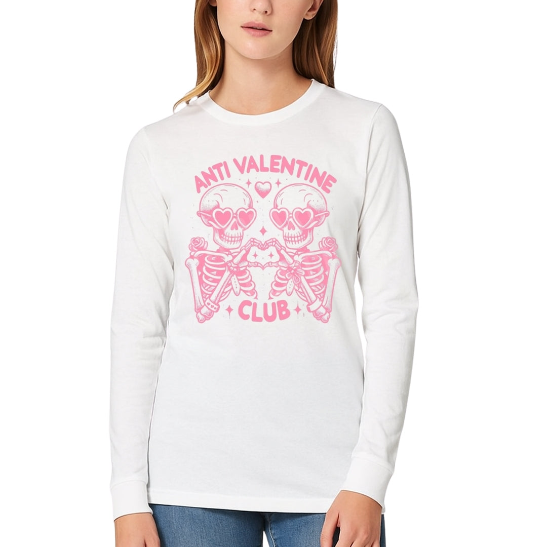 Anti Valentine Club Sweatshirt & Tee – Skeleton Heart Valentine Design