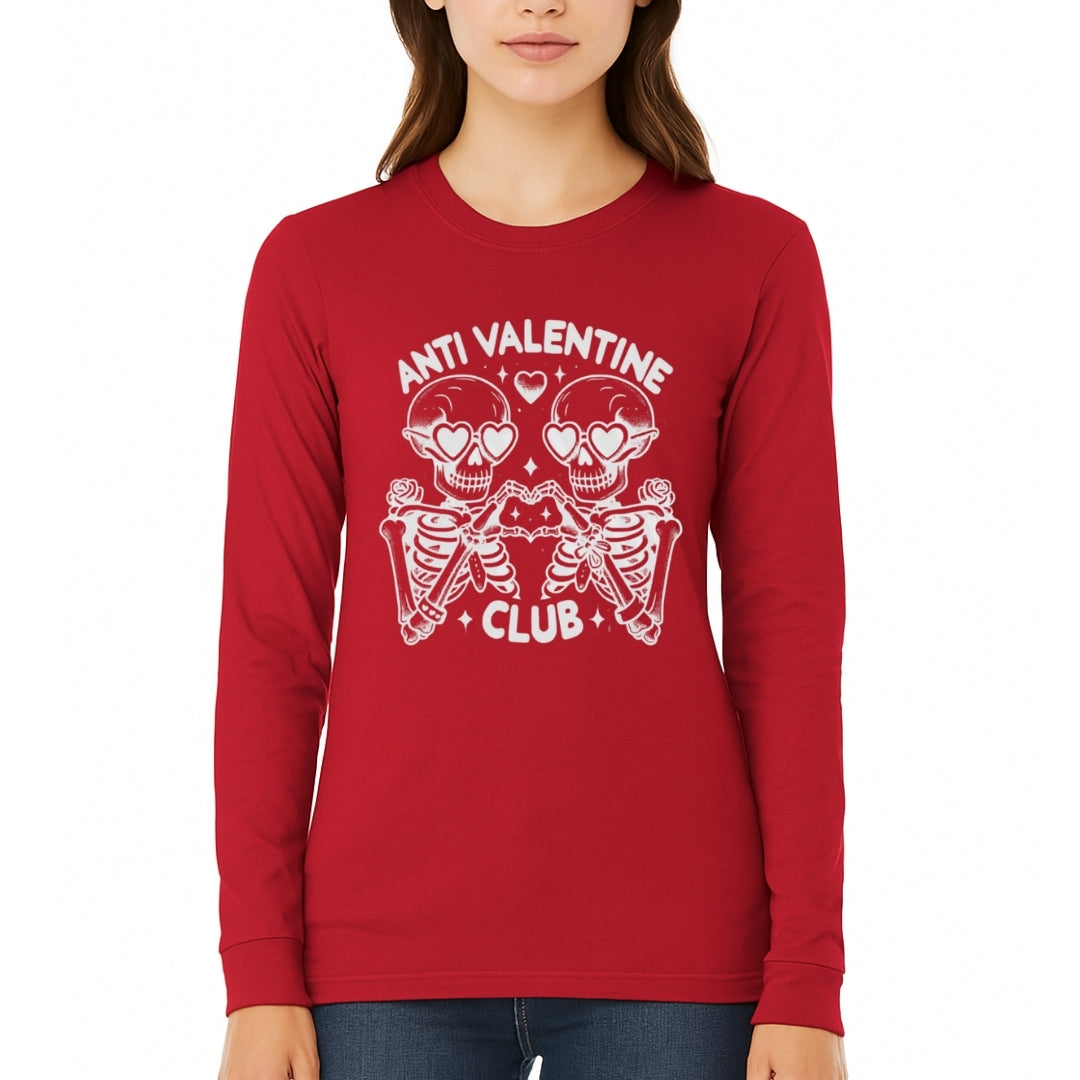 Anti Valentine Club Sweatshirt & Tee – Skeleton Heart Valentine Design