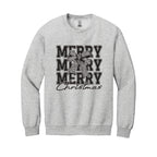 Holiday Crewneck Sweatshirt- Merry Merry Merry Christmas Graphic